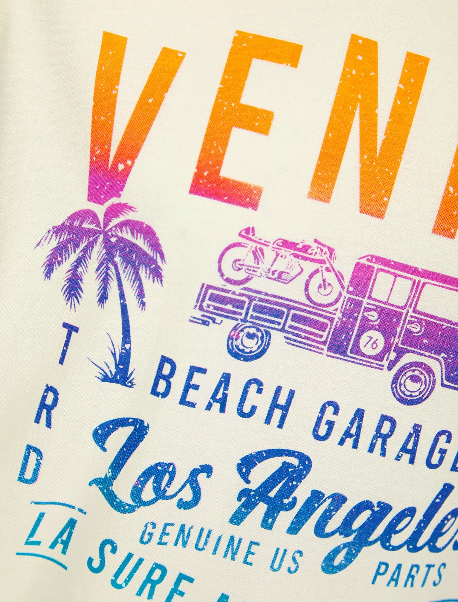 Beach Garage Motif Cotton Jersey T-Shirt in Marshmallow White - South Shore