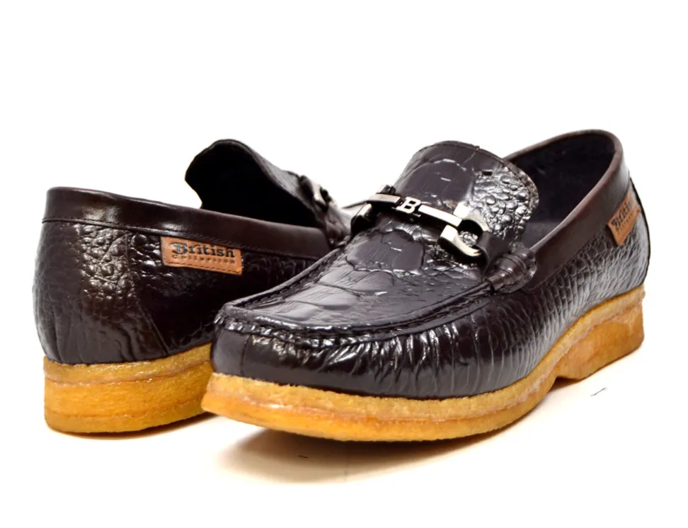 Chain Low Cut Stylish and Comfortable Croc Leather Slip-on with Crepe Sole