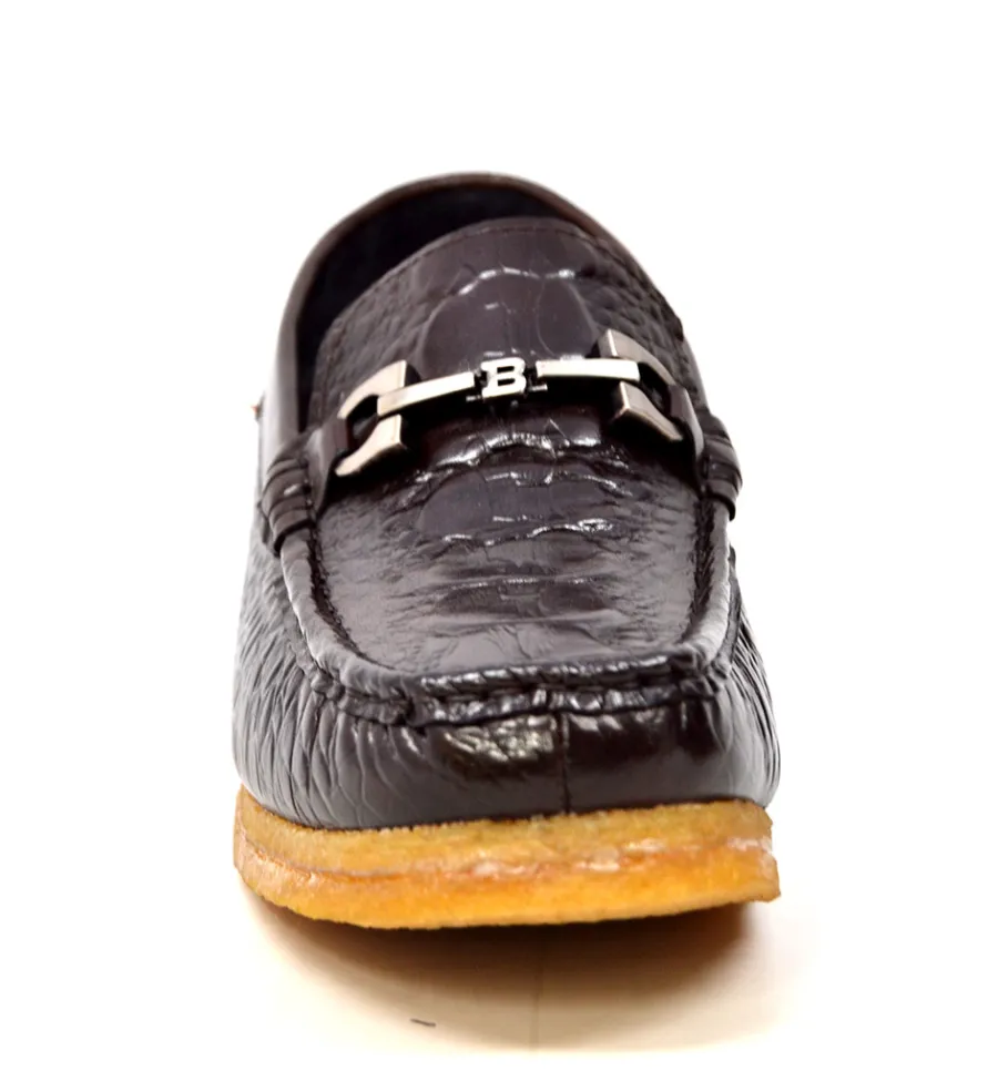 Chain Low Cut Stylish and Comfortable Croc Leather Slip-on with Crepe Sole