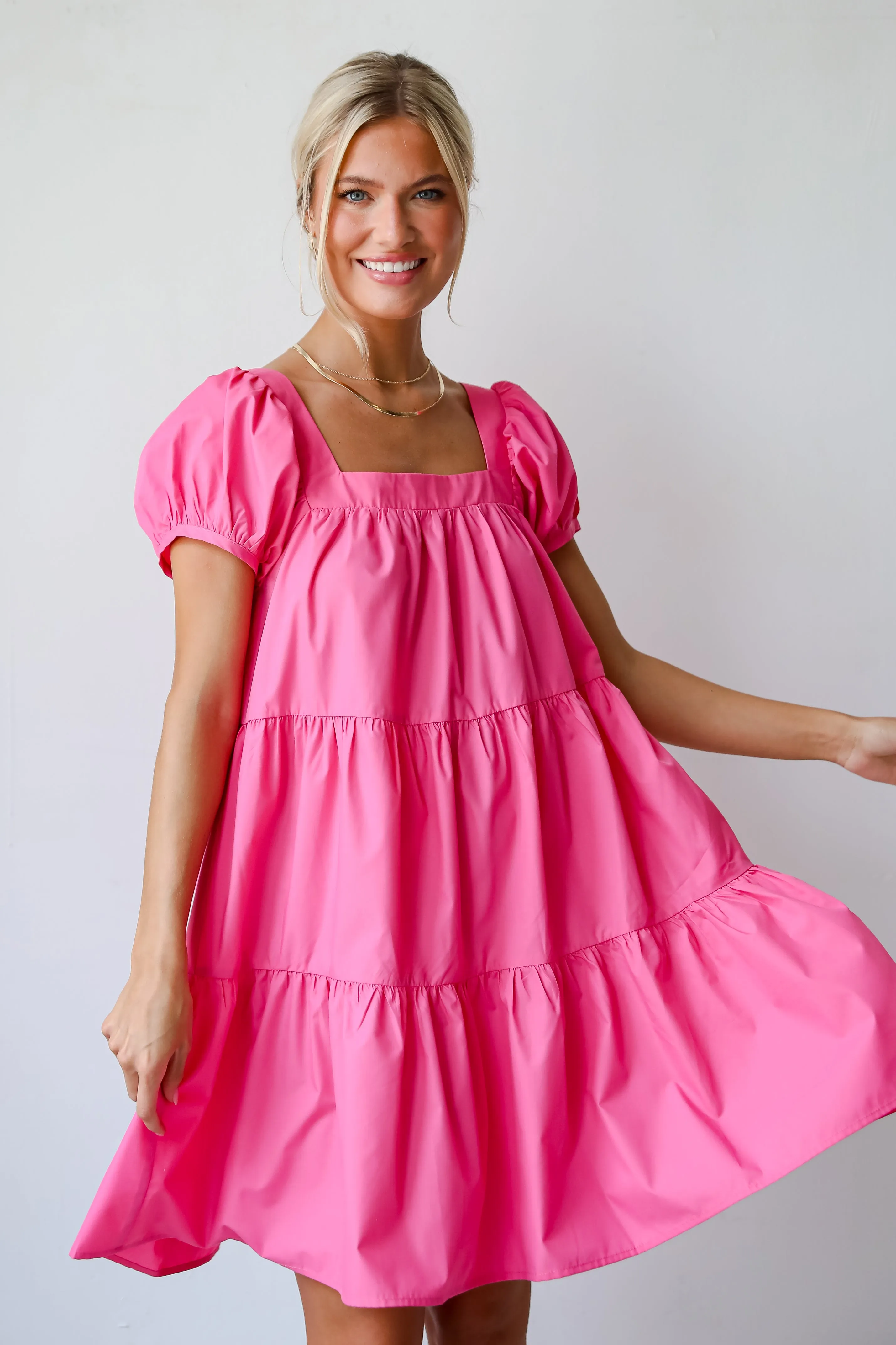 FINAL SALE - Sweetest Visionary Pink Tiered Mini Dress