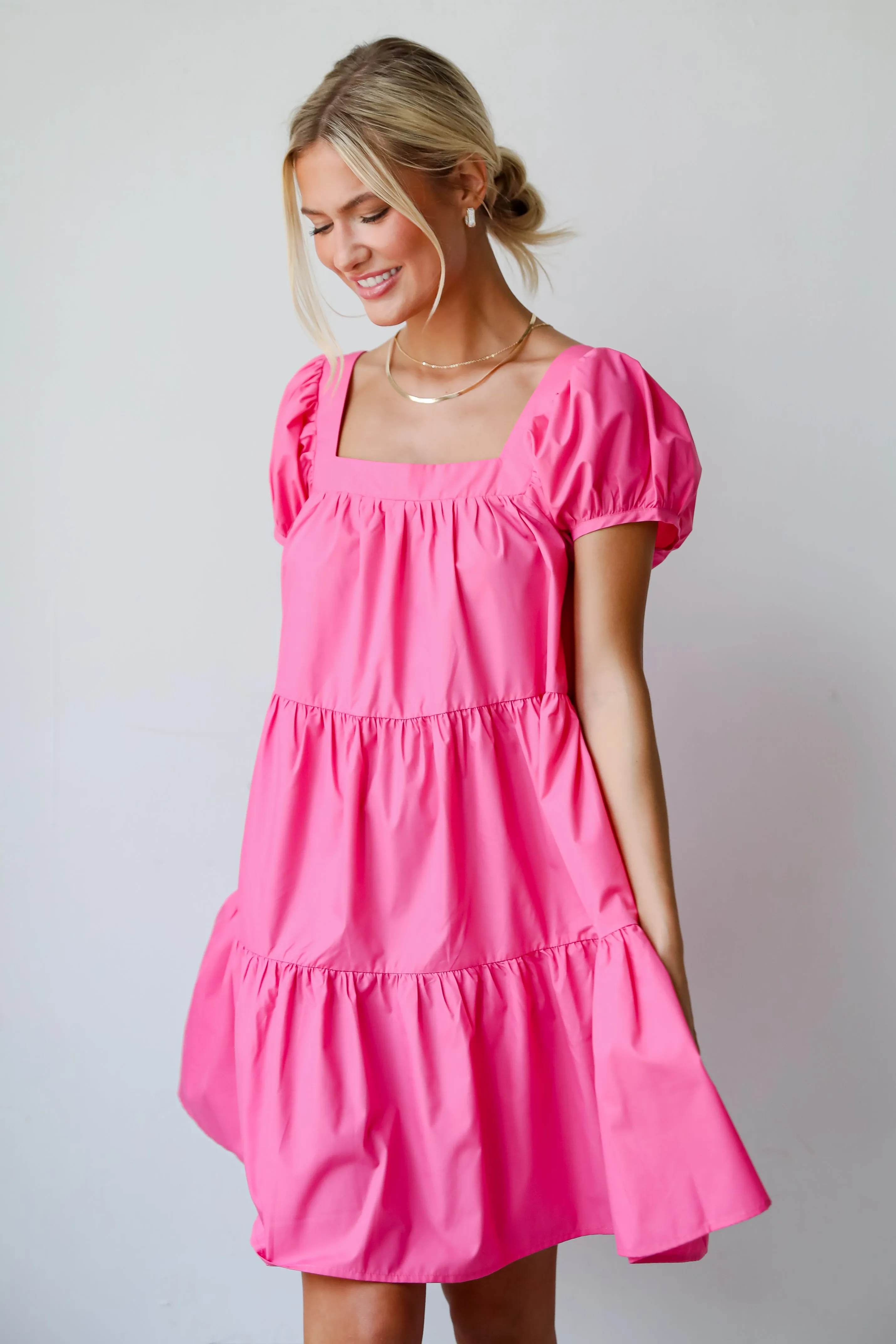 FINAL SALE - Sweetest Visionary Pink Tiered Mini Dress