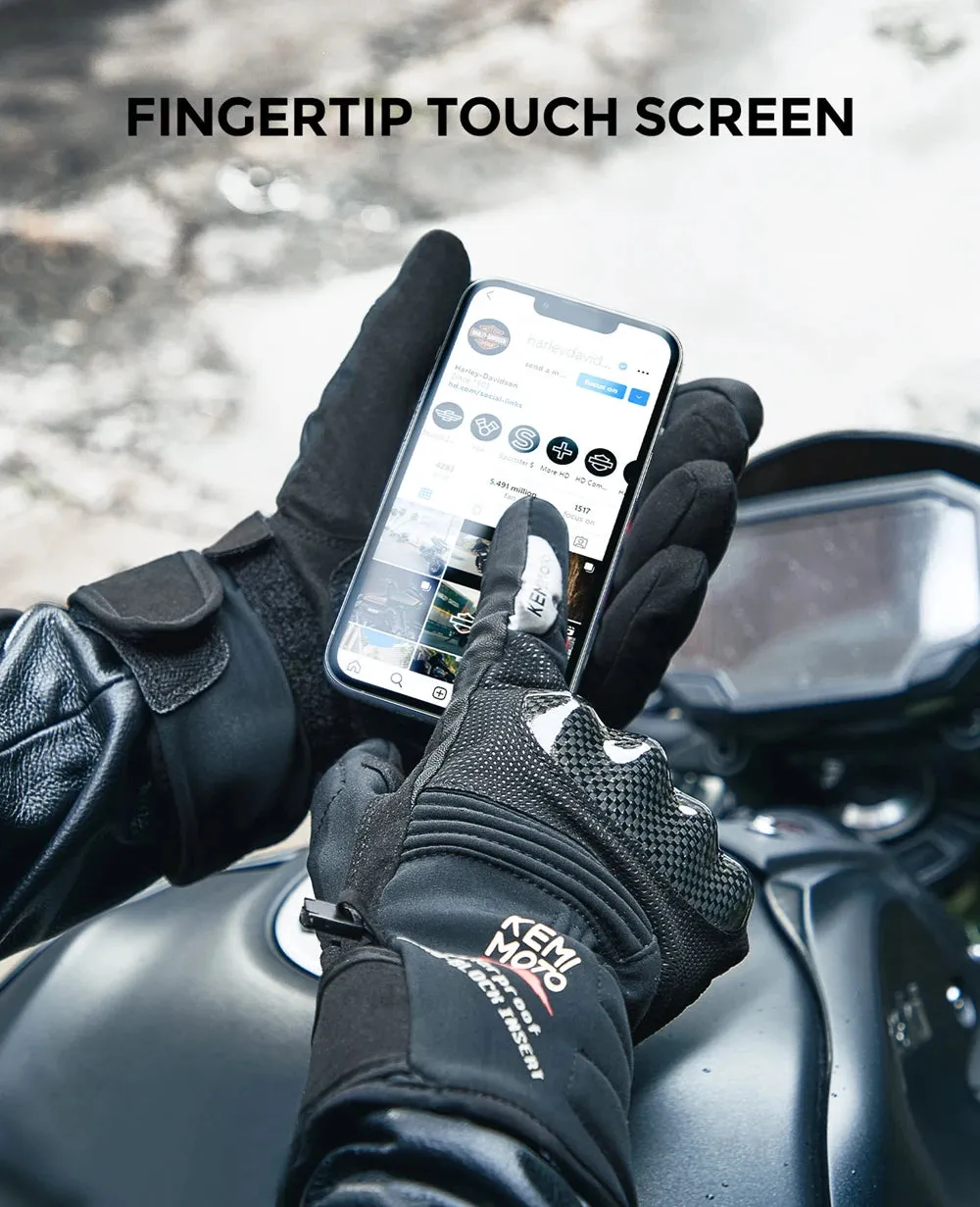 KEMI MOTO CE Unisex Winter Motorcycle Gloves with Carbon Fiber Protection