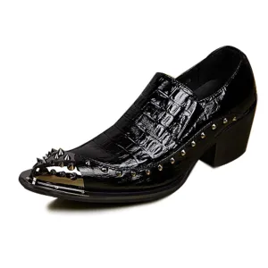 Men Steel Toe Studs Decoration 5 Heel Oxford Shoes