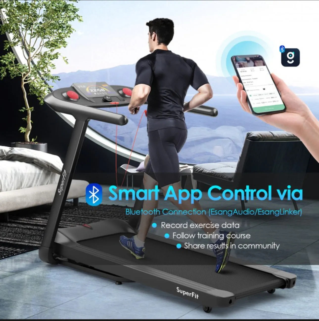Modern Heavy Duty Powerful Motor 4.75Hp Quiet Electric Folding Treadmill With Present Programs, Touch Screen Control | Shock Absorbing | Voice Recognition