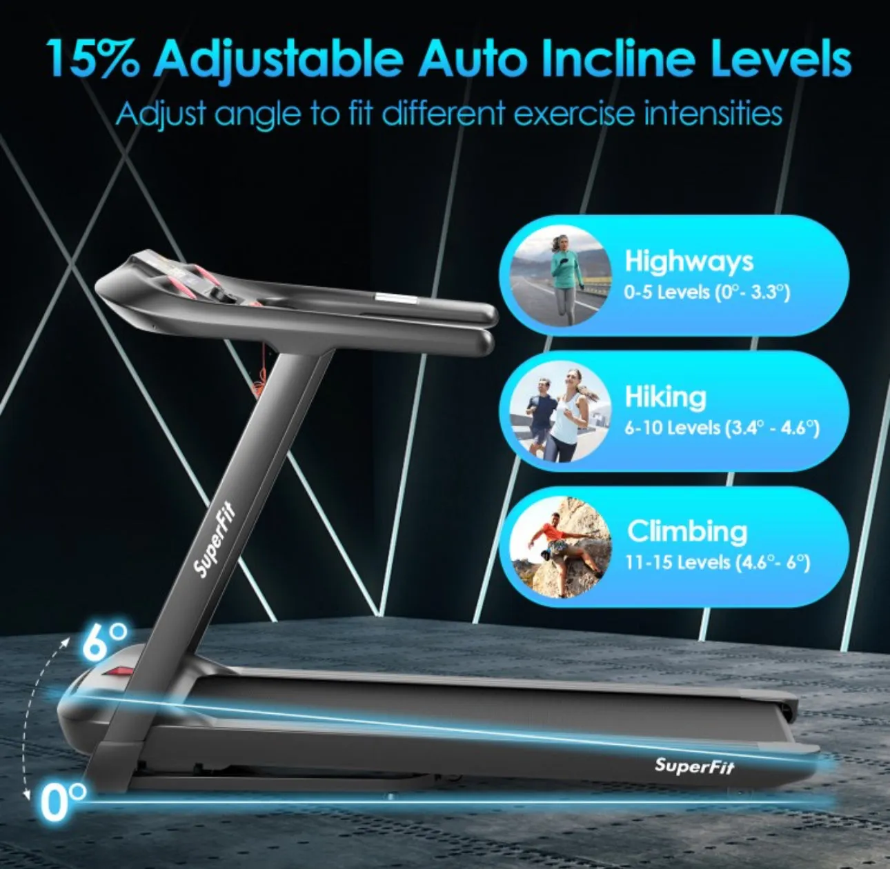 Modern Heavy Duty Powerful Motor 4.75Hp Quiet Electric Folding Treadmill With Present Programs, Touch Screen Control | Shock Absorbing | Voice Recognition