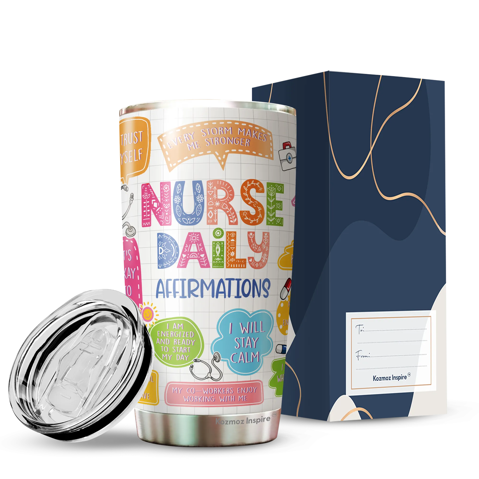 Nurse Daily Affirmations Tumbler - Nurse Life Tumbler - Nurse Coffee Tumbler - Nurse Nursing Student Gifts - Birthday Gift Ideas For Nurse, Doctor, Coworkers, Friends
