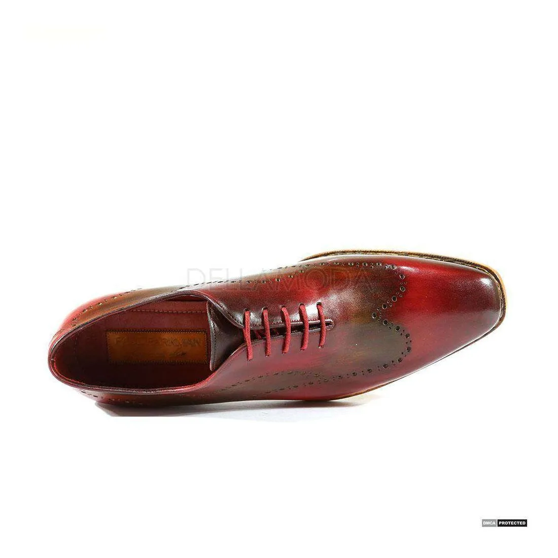 Paul Parkman Handmade Designer Shoes Handmade Men's Designer Shoes Hand-Painted Bordeaux / Camel Oxfords (PM1012)