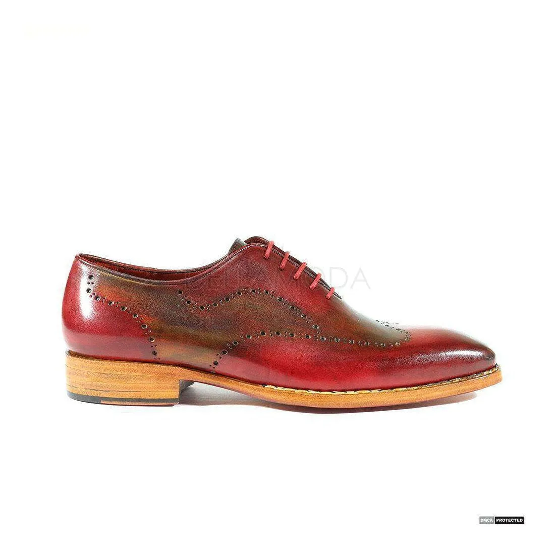 Paul Parkman Handmade Designer Shoes Handmade Men's Designer Shoes Hand-Painted Bordeaux / Camel Oxfords (PM1012)