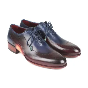 Paul Parkman Handmade Designer Shoes Men's Blue & Bordeaux Opanka Construction Calfskin Oxfords 726-BLU-BRD (PM5713)