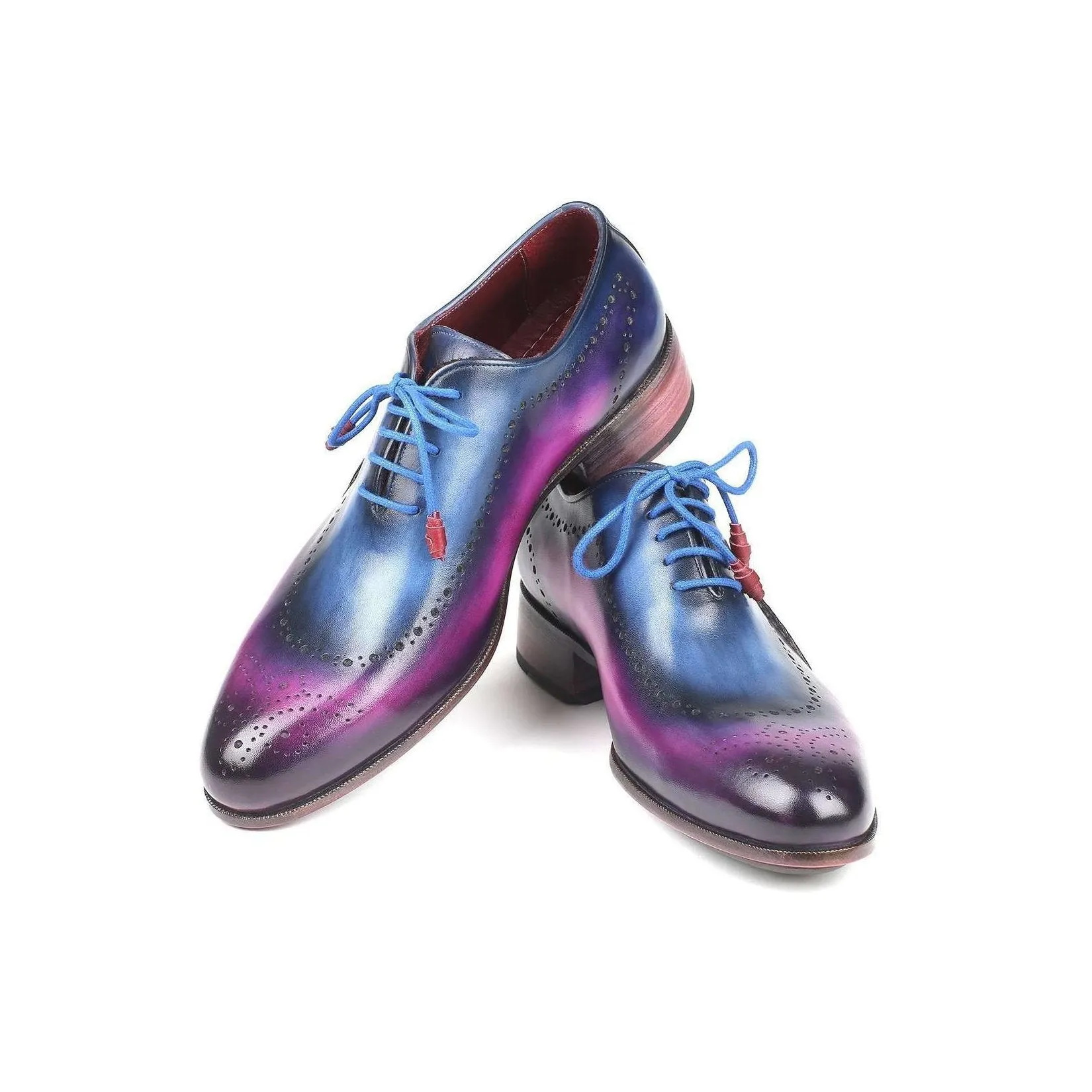 Paul Parkman Handmade Designer Shoes Men's Blue & Purple Opanka Construction Calfskin Oxfords 726-BLU-PUR (PM5715)