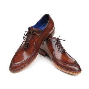 Paul Parkman Men's Side Handsewn Split-toe Brown Oxfords (ID#054-BRW)