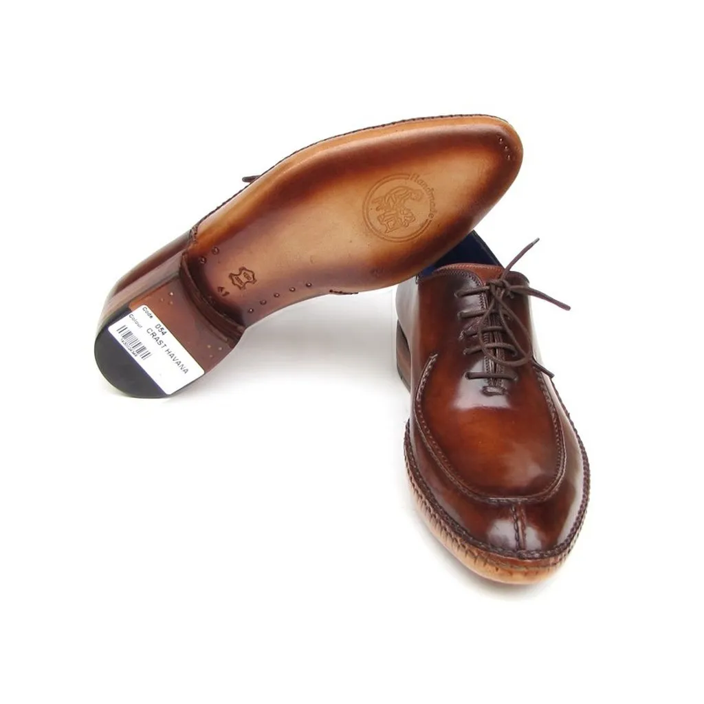 Paul Parkman Men's Side Handsewn Split-toe Brown Oxfords (ID#054-BRW)