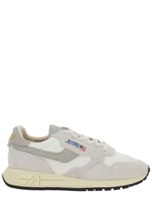 'Reelwind' White Low Top Sneakers With Logo Patch In Leather And Fabric Woman