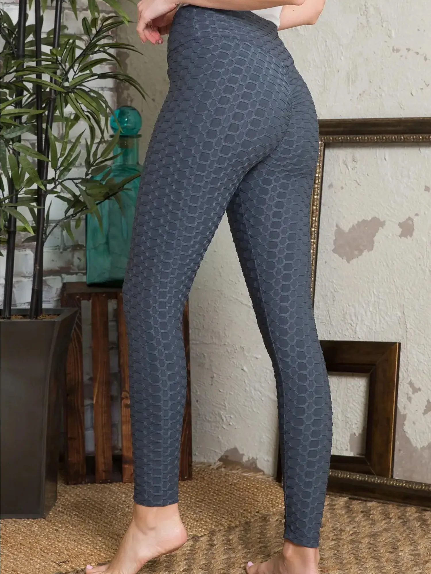 Womens'  Legging Bubble Stretchable Fabric Yoga Fitness Work-out sport Charcoal