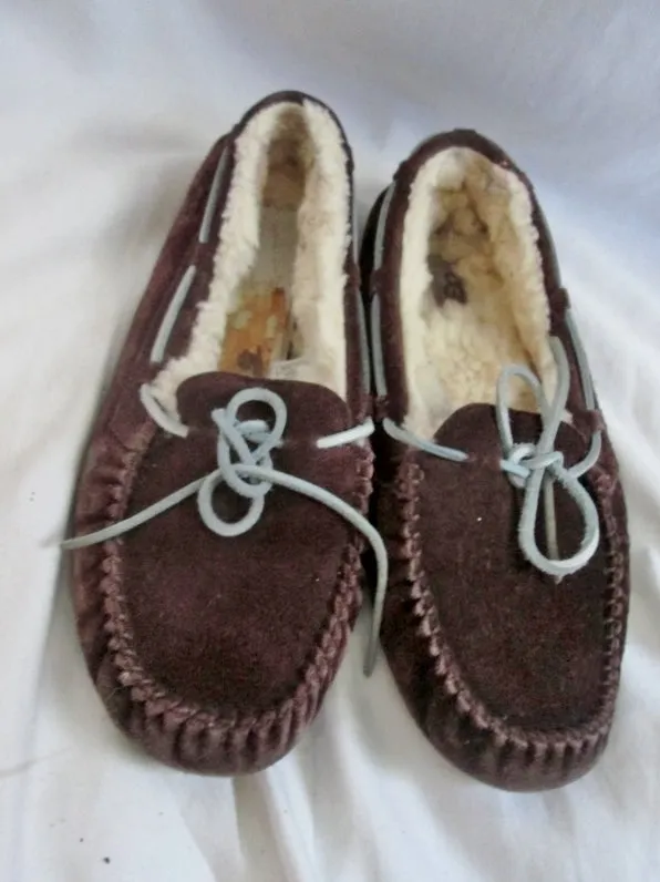 Womens UGG AUSTRALIA Uggs 5133 DAKOTA Suede Leather Moc 9 BROWN Shearling
