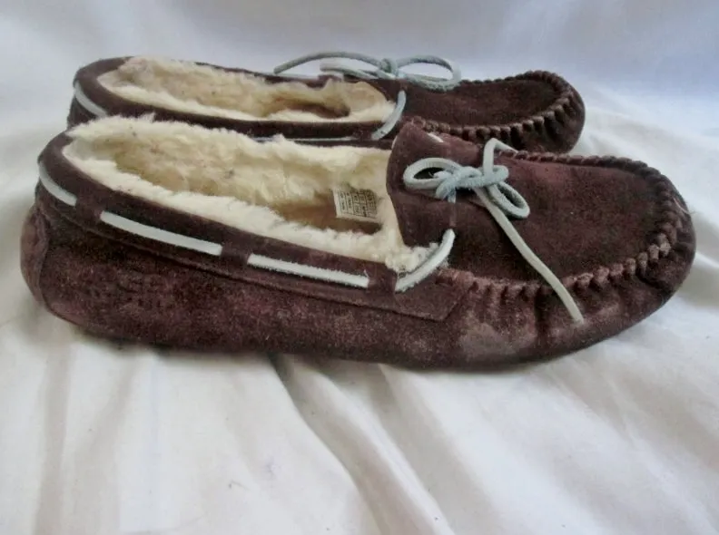 Womens UGG AUSTRALIA Uggs 5133 DAKOTA Suede Leather Moc 9 BROWN Shearling